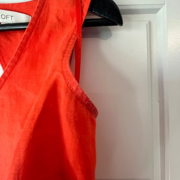 Loft - Orange Linen Tailored Sundress Sz 6 w/ Pockets - Picture 3 of 12